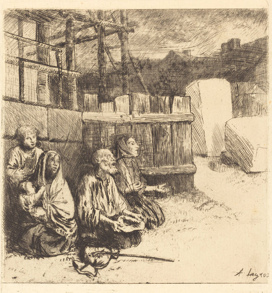English Beggars (Les mendiants anglais) by Alphonse Legros (French, 1837 - 1911), 16X12"(A3)Poster Print