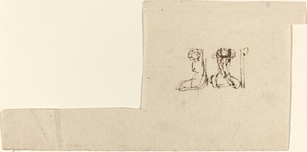 Two Seated Female Figures with Arms Lifted Overhead by John Flaxman (British, 1755 - 1826), 16X12"(A3)Poster Print