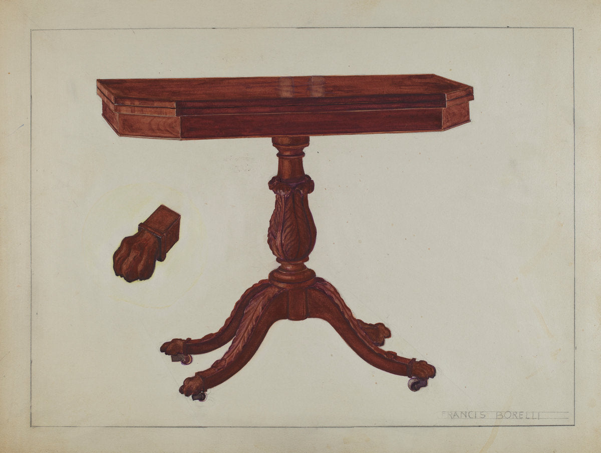 Card Table by Francis Borelli (American, active c. 1935), 16X12"(A3)Poster Print