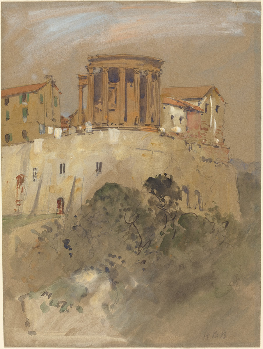 Temple of Vesta at Tivoli by Hercules Brabazon Brabazon (British, 1821 - 1906), 16X12"(A3)Poster Print