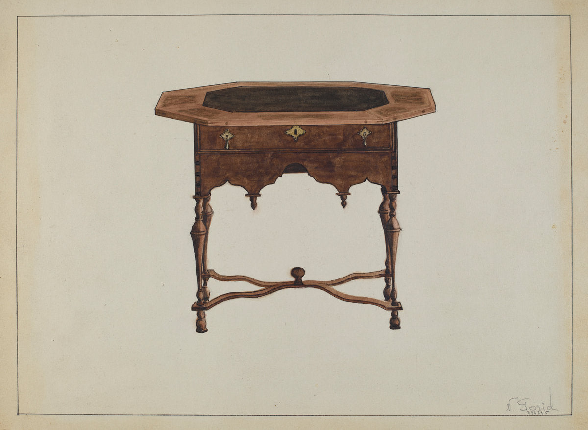 Tea Table by Nicholas Gorid (American, active c. 1935), 16X12"(A3)Poster Print