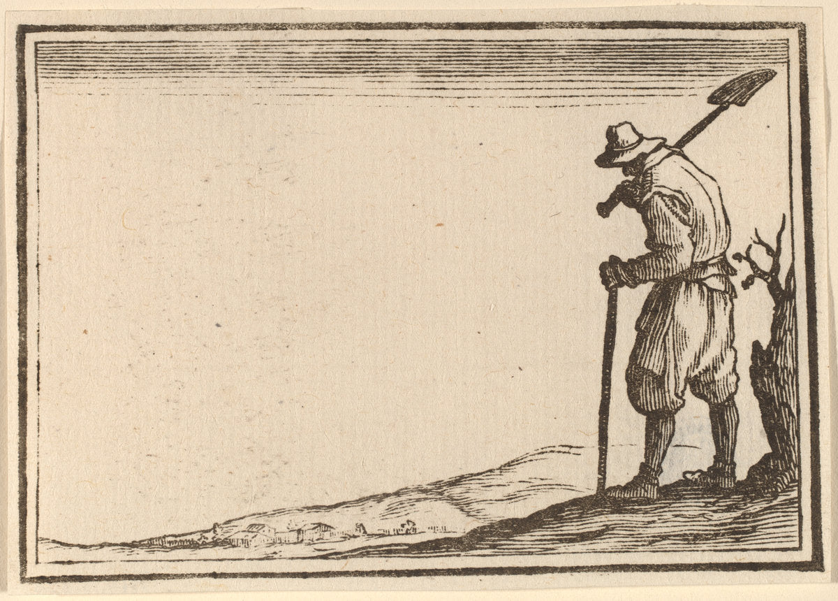 Peasant with Shovel on His Shoulder by Edouard Eckman after Jacques Callot (Flemish, born c. 1600), 16X12"(A3)Poster Print