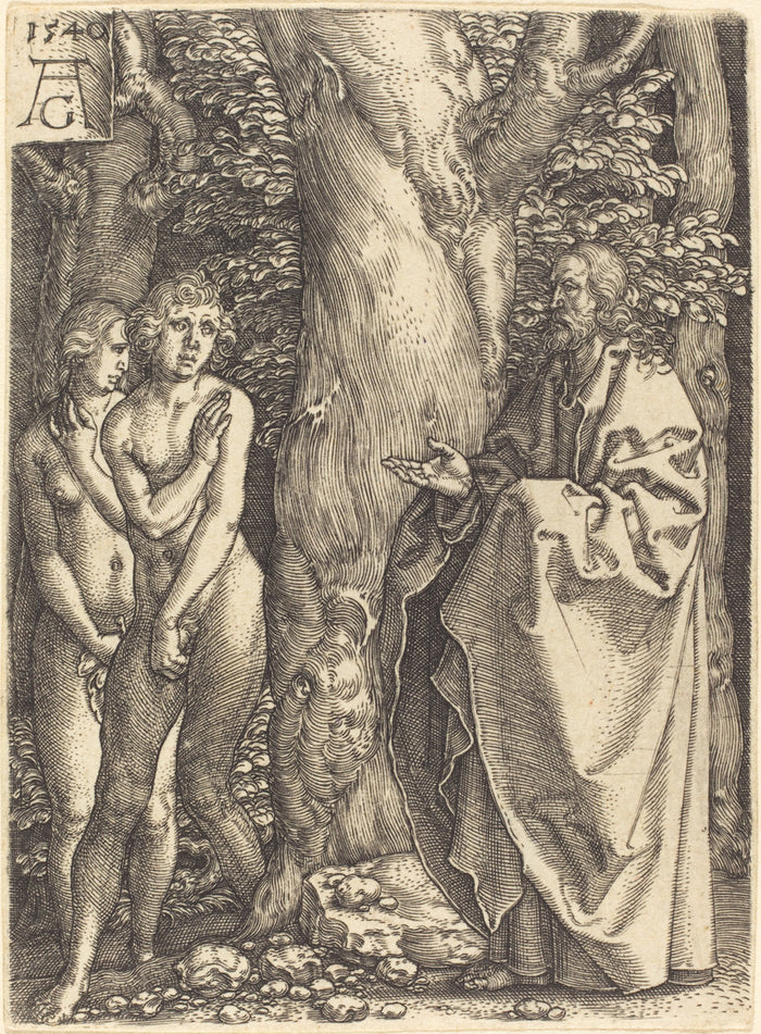 Adam and Eve Hide Themselves by Heinrich Aldegrever (German, 1502 - 1555/1561), 16X12
