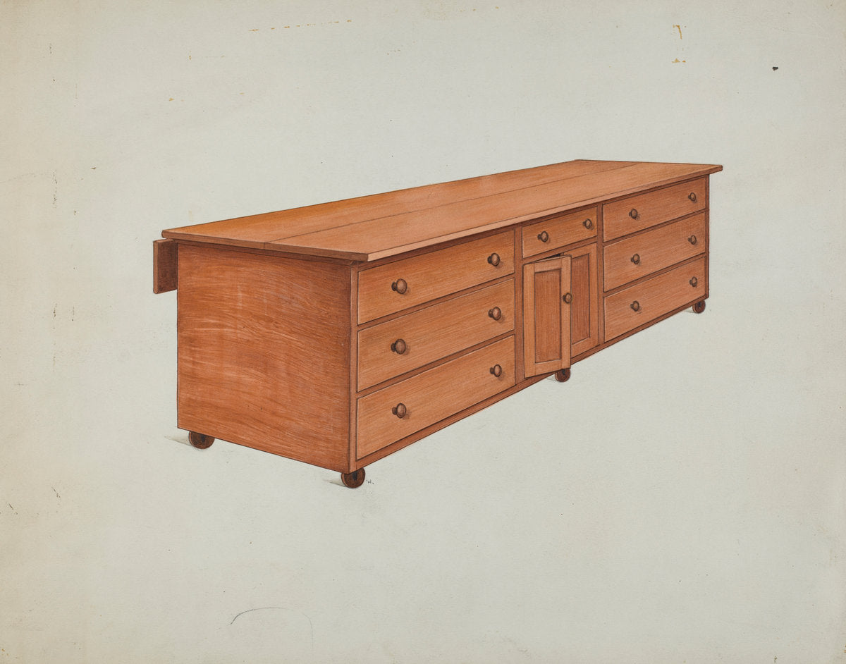 Shaker Tailor's Work Bench by Ray Holden (American, active c. 1935), 16X12"(A3)Poster Print