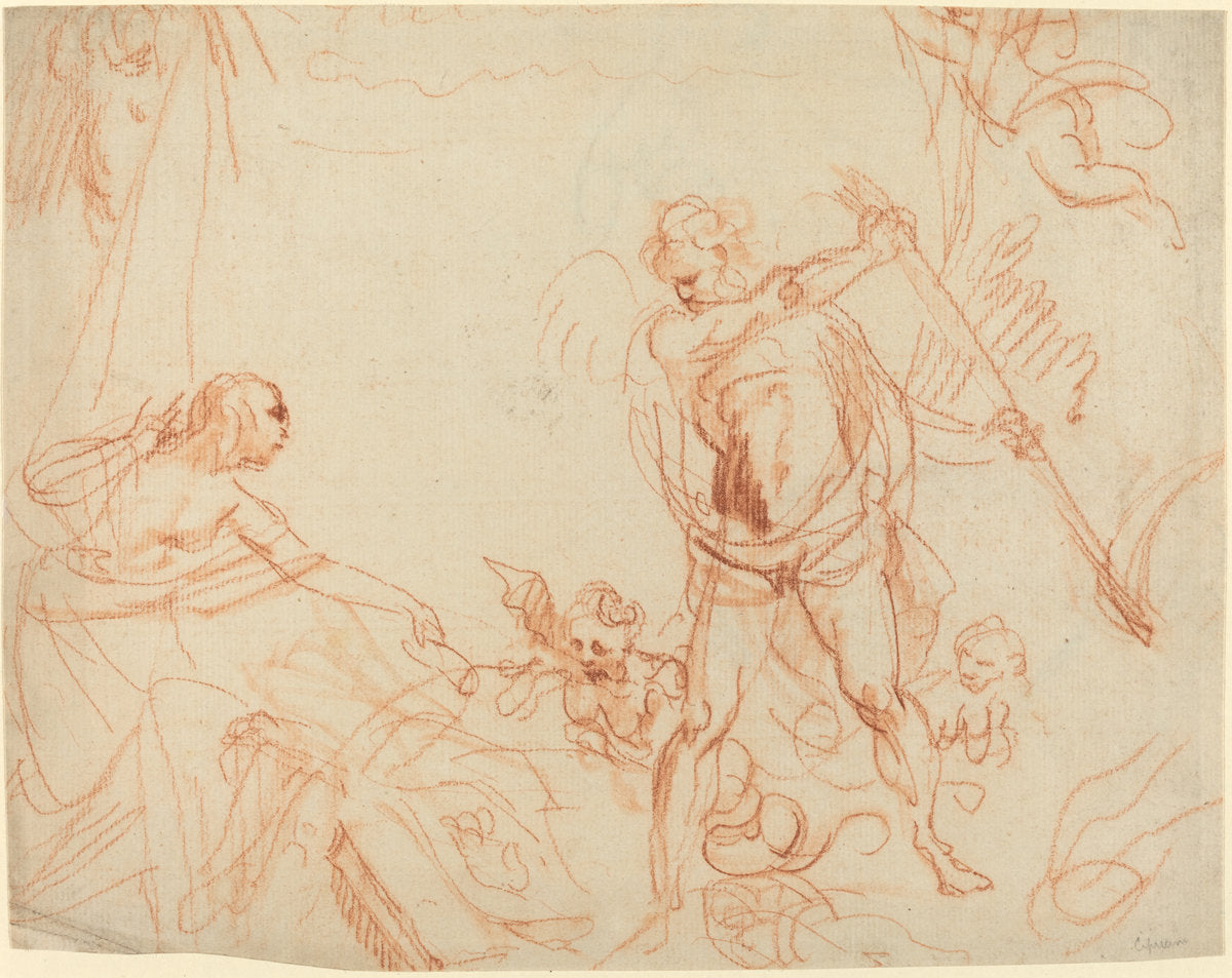 Mythological Composition with Chronos and Harpies [recto] by Giovanni Battista Cipriani (Italian, 1727 - 1785), 16X12"(A3)Poster Print