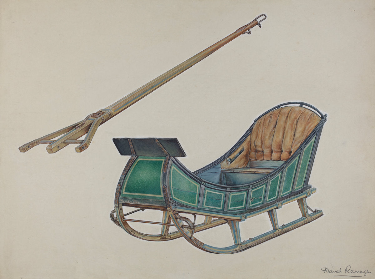 Sleigh by David Ramage (American, active c. 1935), 16X12"(A3)Poster Print