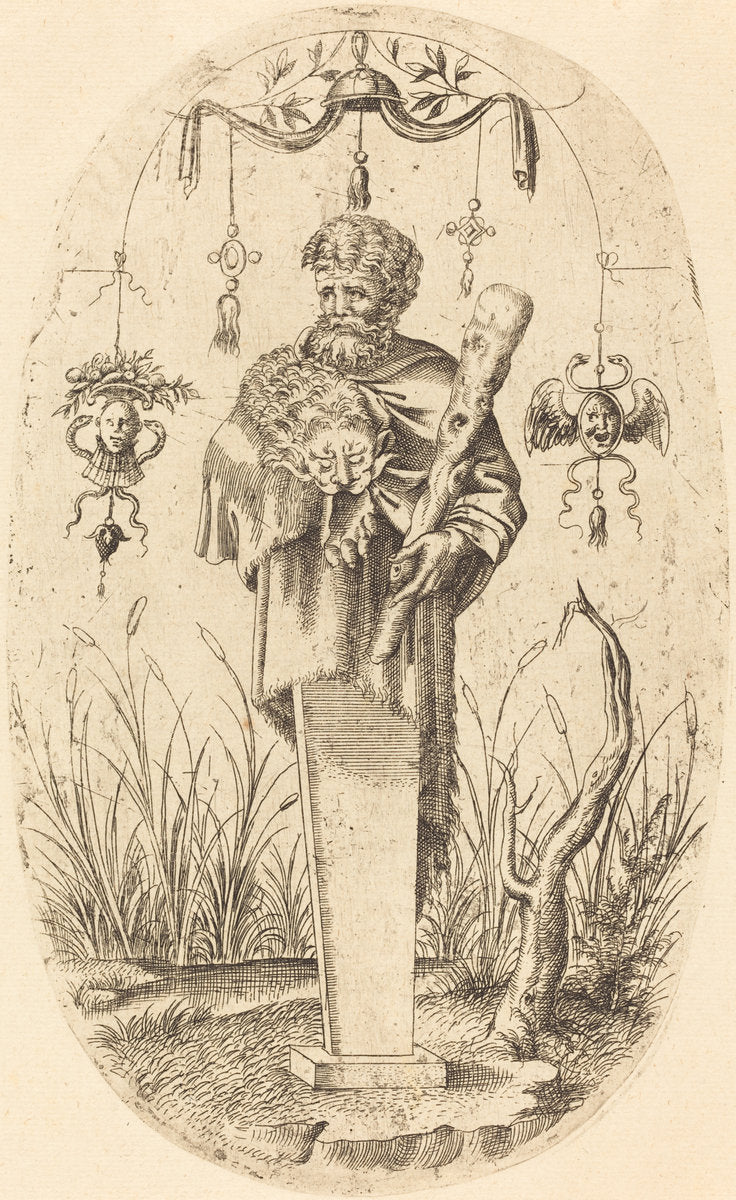 Hercules with His Club by Jean Mignon (French, active 1543 - active c. 1545), 16X12"(A3)Poster Print