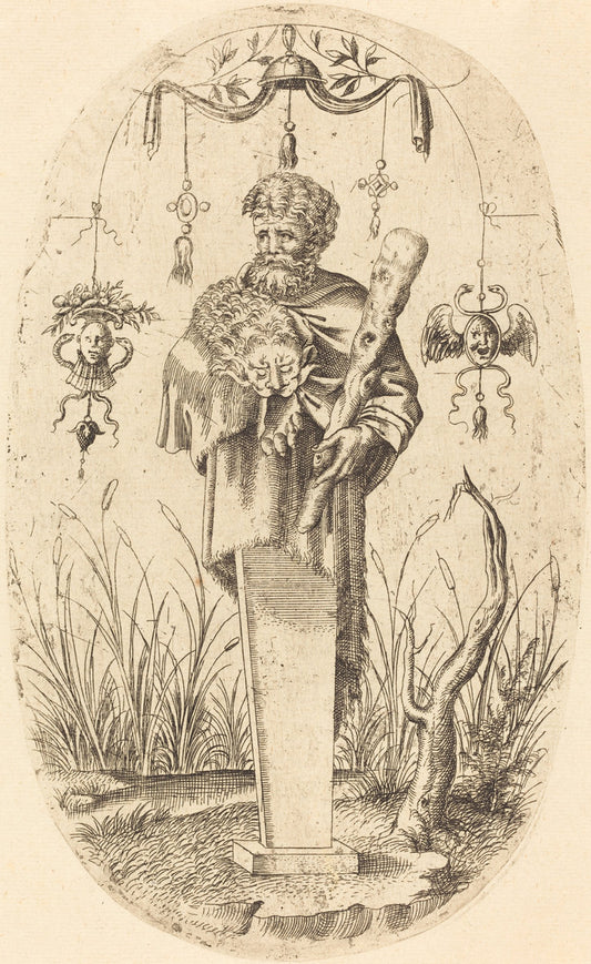 Hercules with His Club by Jean Mignon (French, active 1543 - active c. 1545), 16X12"(A3)Poster Print