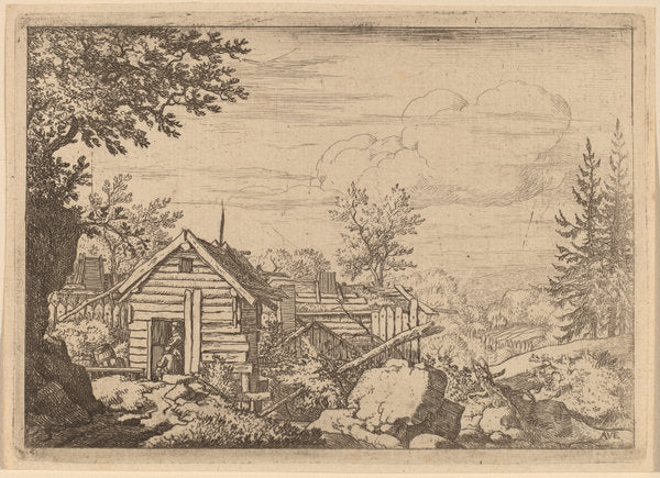 Two Men in the Doorway of a Hut by Allart van Everdingen (Dutch, 1621 - 1675), 16X12"(A3)Poster Print
