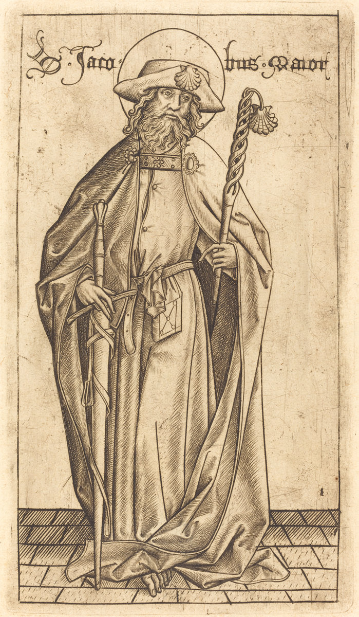 Saint James the Great by Israhel van Meckenem after Master E.S. (German, c. 1445 - 1503), 16X12"(A3)Poster Print