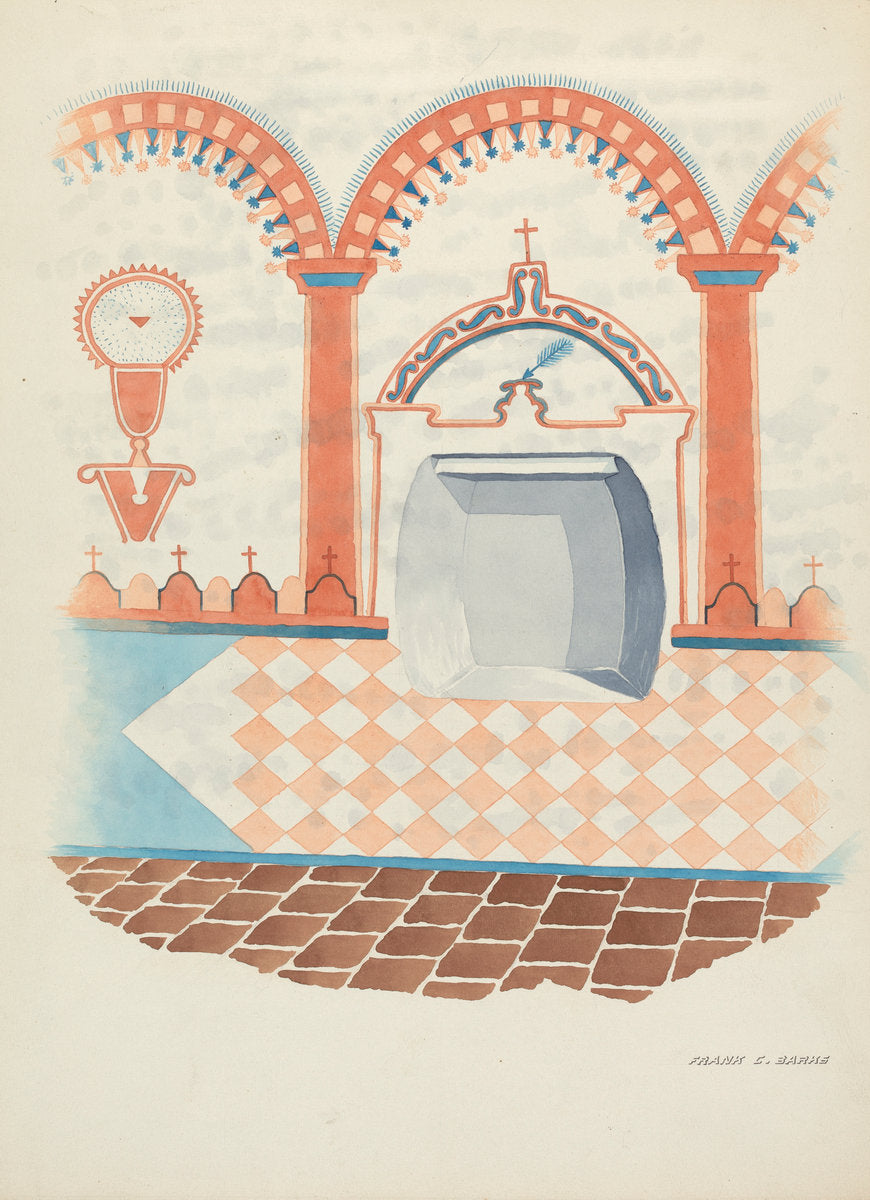 Wall Painting and Baptismal Niche by Frank C. Barks (American, active c. 1935), 16X12"(A3)Poster Print