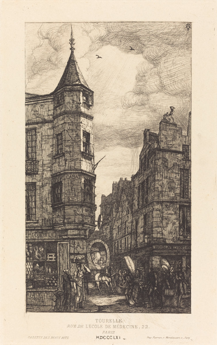 Tourelle, Rue de l'École de Médecine, 22, Paris by Charles Meryon (French, 1821 - 1868), 16X12"(A3)Poster Print
