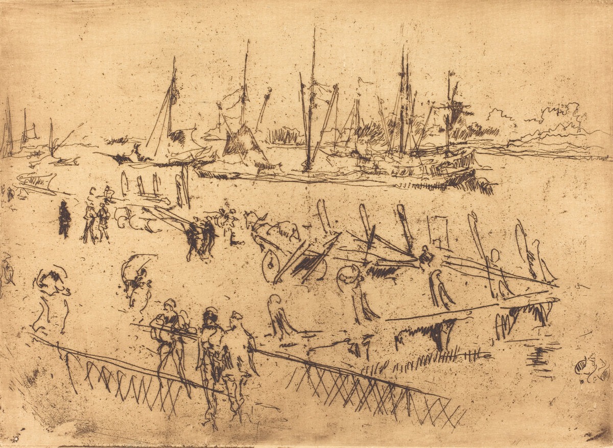 Little Dordrecht by James McNeill Whistler (American, 1834 - 1903), 16X12"(A3)Poster Print