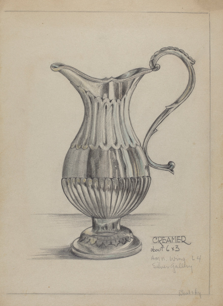 Silver Pitcher by S. Brodsky (American, active c. 1935), 16X12"(A3)Poster Print