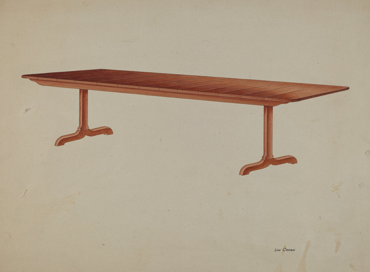 Shaker Refectory Table by Lon Cronk (American, active c. 1935), 16X12"(A3)Poster Print