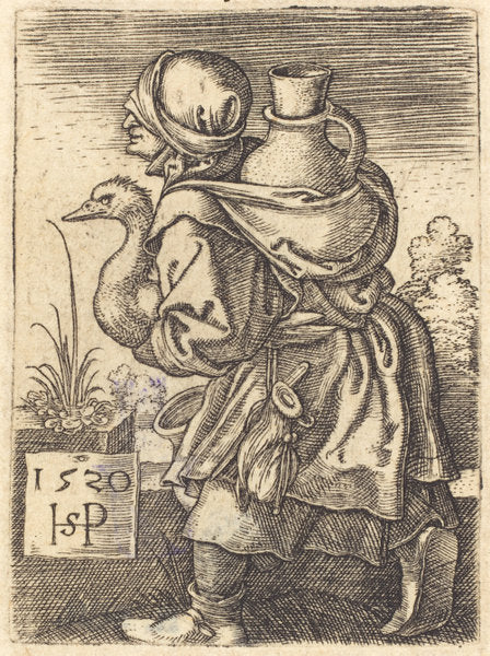 Peasant Woman Going to Market by Sebald Beham (German, 1500 - 1550), 16X12"(A3)Poster Print