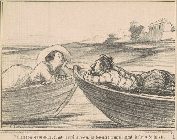 Philosophes d'eau douce ... by Honoré Daumier (French, 1808 - 1879), 16X12"(A3)Poster Print