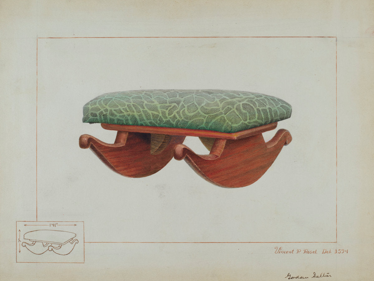 Rocker Footstool by Vincent P. Rosel and Gordon Saltar (American, active c. 1935), 16X12"(A3)Poster Print
