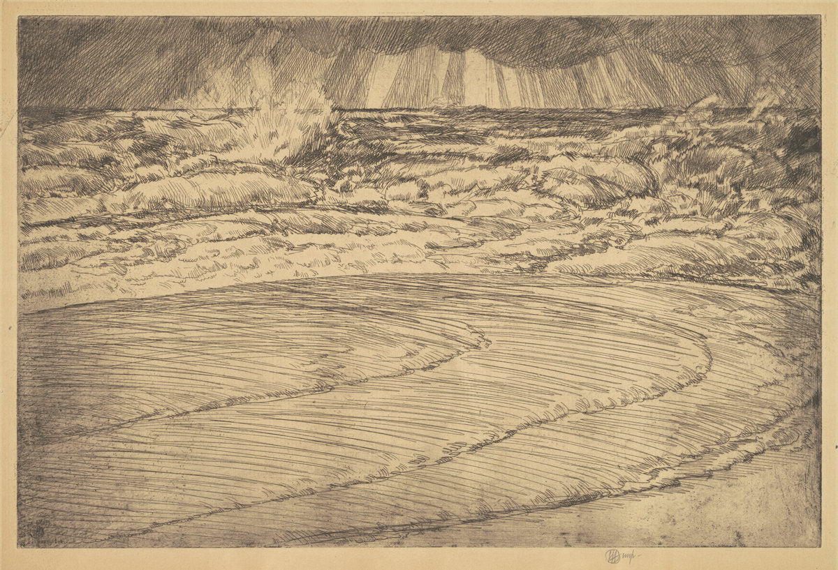 Heavy Surf, High Tide, Easthampton by Childe Hassam (American, 1859 - 1935), 16X12"(A3)Poster Print