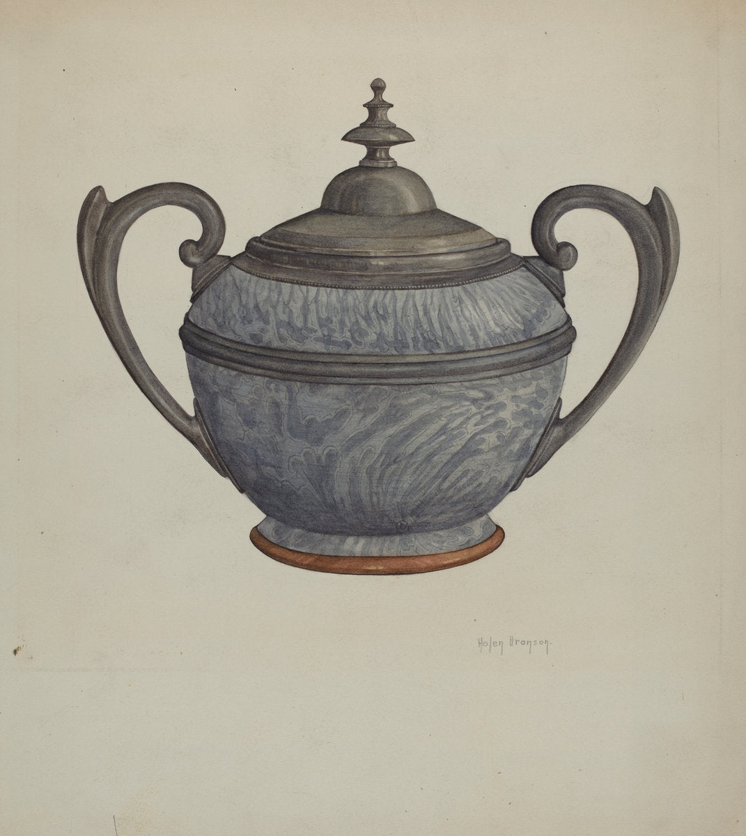 Pewter Sugar Bowl by Helen Bronson (American, active c. 1935), 16X12"(A3)Poster Print
