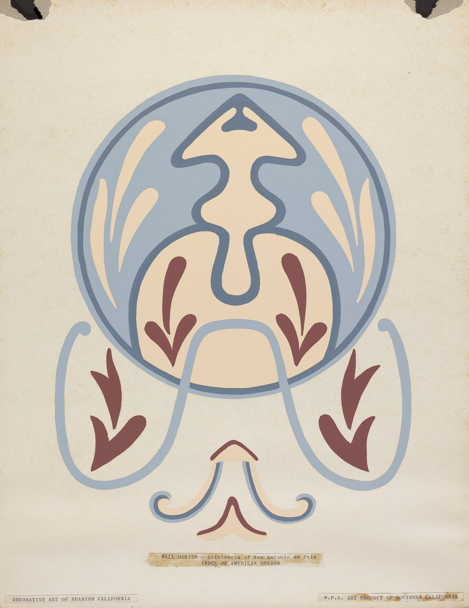 Screenprint on paperboard by American 20th Century (Wall Design - Asistencia of San Antonio de Pala From the Portfolio: "Decorative Art of Spanish California"), 16X12"(A3)Poster Print