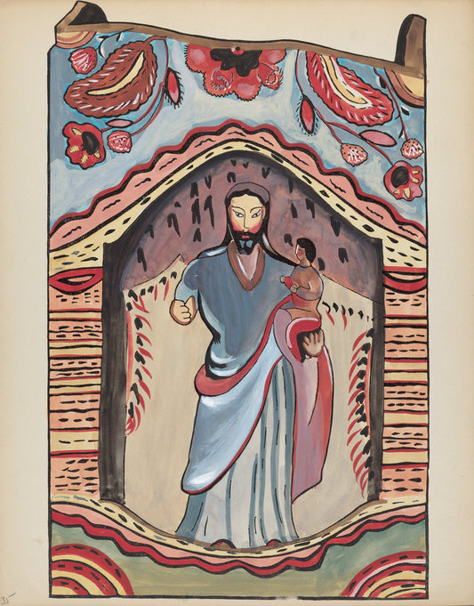 1935/1942 by American 20th Century (Plate 35: Saint Joseph in Wooden Niche: From Portfolio "Spanish Colonial Designs of New Mexico"), 16X12"(A3)Poster Print