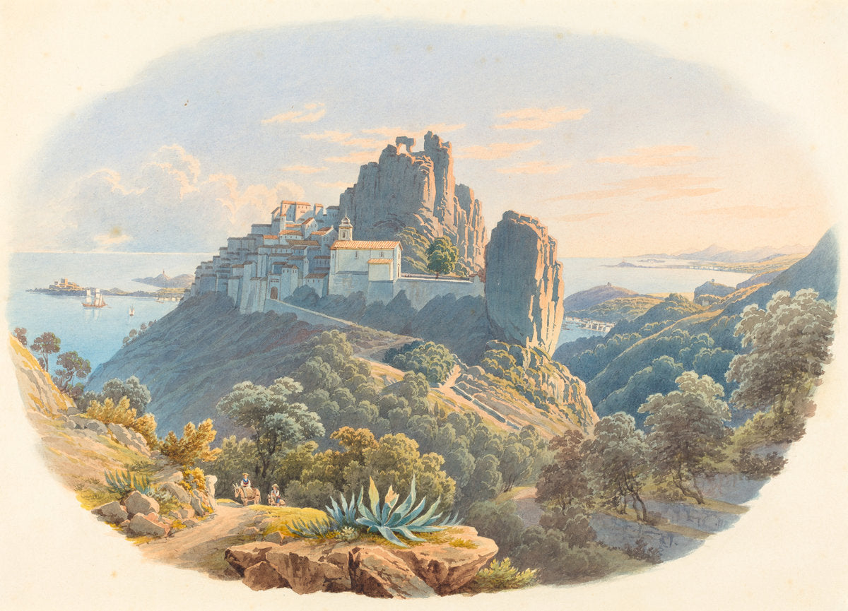 Le Château d'Eze, pres de Nice by Matthias Gabriel Lory fils (French, 1784 - 1864), 16X12"(A3)Poster Print