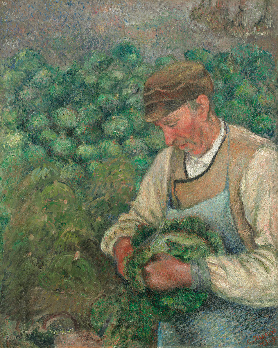 The Gardener - Old Peasant with Cabbage by Camille Pissarro (French, 1830 - 1903), 16X12"(A3)Poster Print