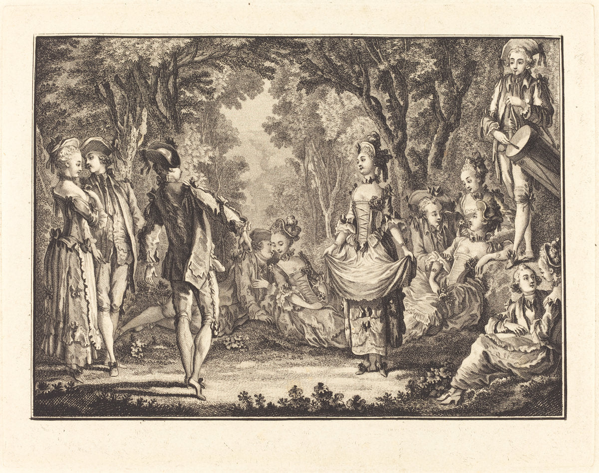 Country Dance by Joseph de Longueil after Charles Eisen (French, 1730 - 1792), 16X12"(A3)Poster Print