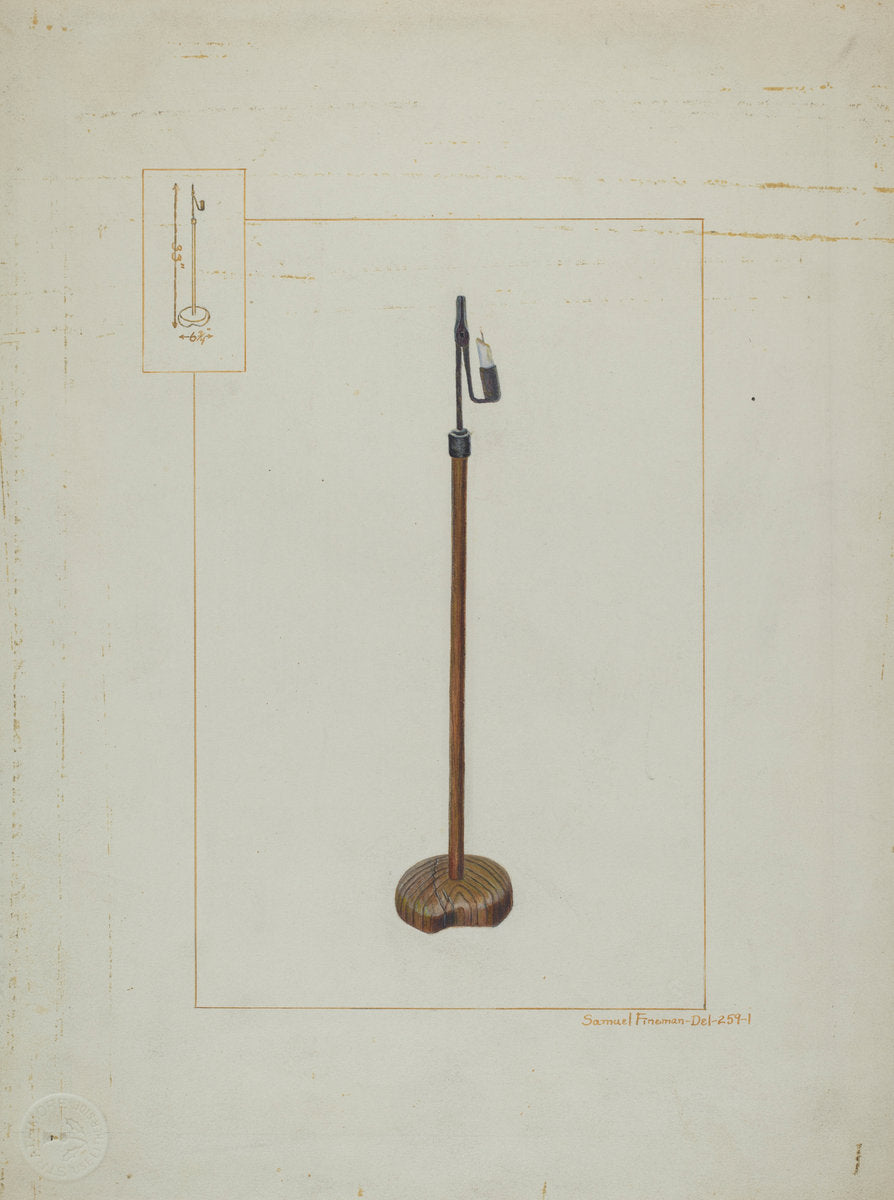 Combination Rush & Candle Stand by Samuel Fineman (American, active c. 1935), 16X12"(A3)Poster Print
