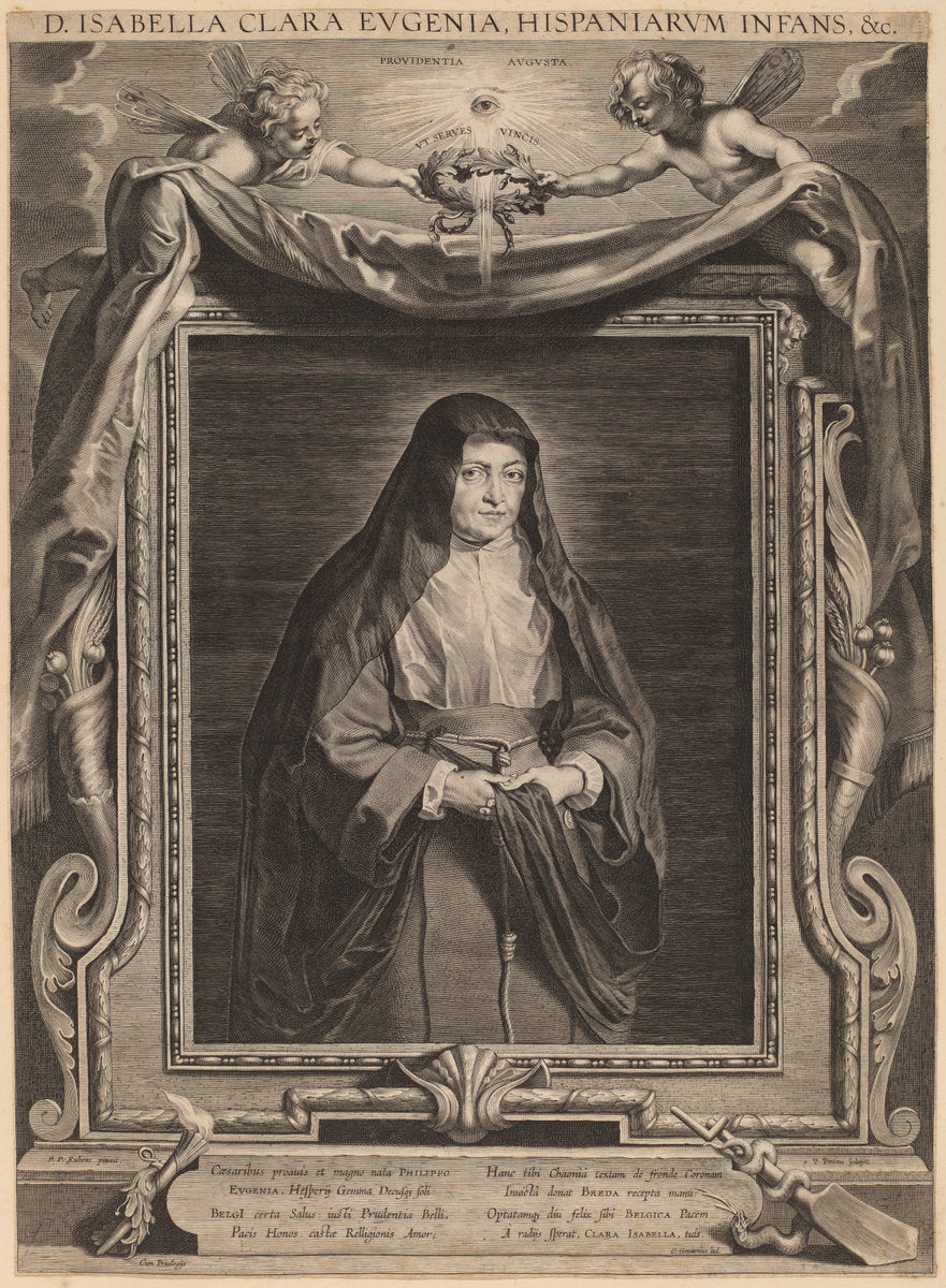 Isabella Clara Eugenia, Infanta of Spain by Paulus Pontius, after Sir Peter Paul Rubens (Flemish, 1603 - 1658), 16X12"(A3)Poster Print