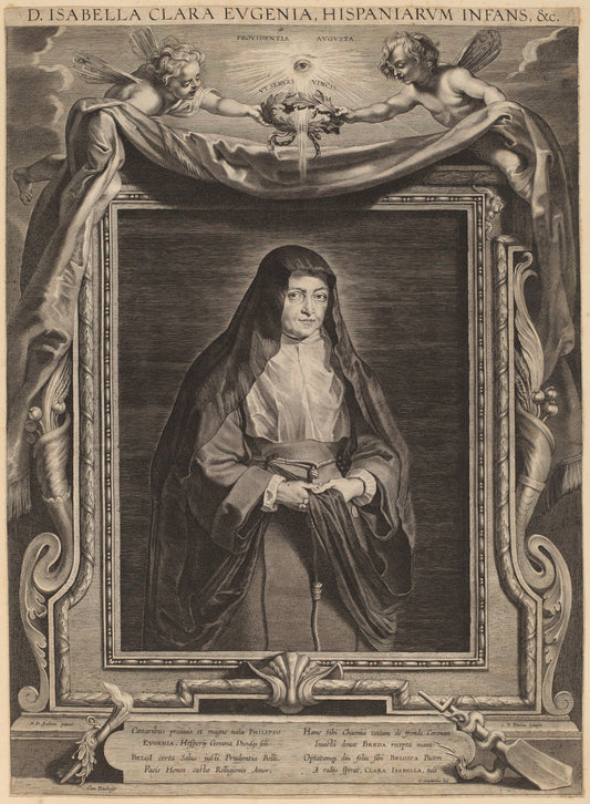 Isabella Clara Eugenia, Infanta of Spain by Paulus Pontius, after Sir Peter Paul Rubens (Flemish, 1603 - 1658), 16X12"(A3)Poster Print
