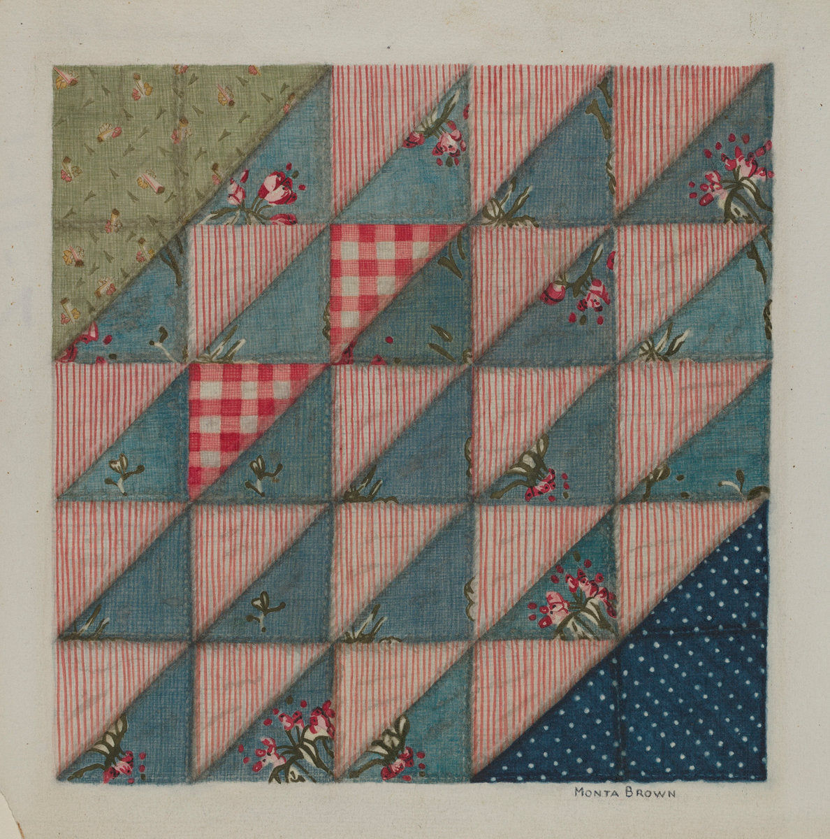 Patchwork Quilt by Mona Brown (American, active c. 1935), 16X12"(A3)Poster Print