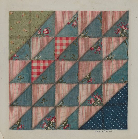 Patchwork Quilt by Mona Brown (American, active c. 1935), 16X12"(A3)Poster Print