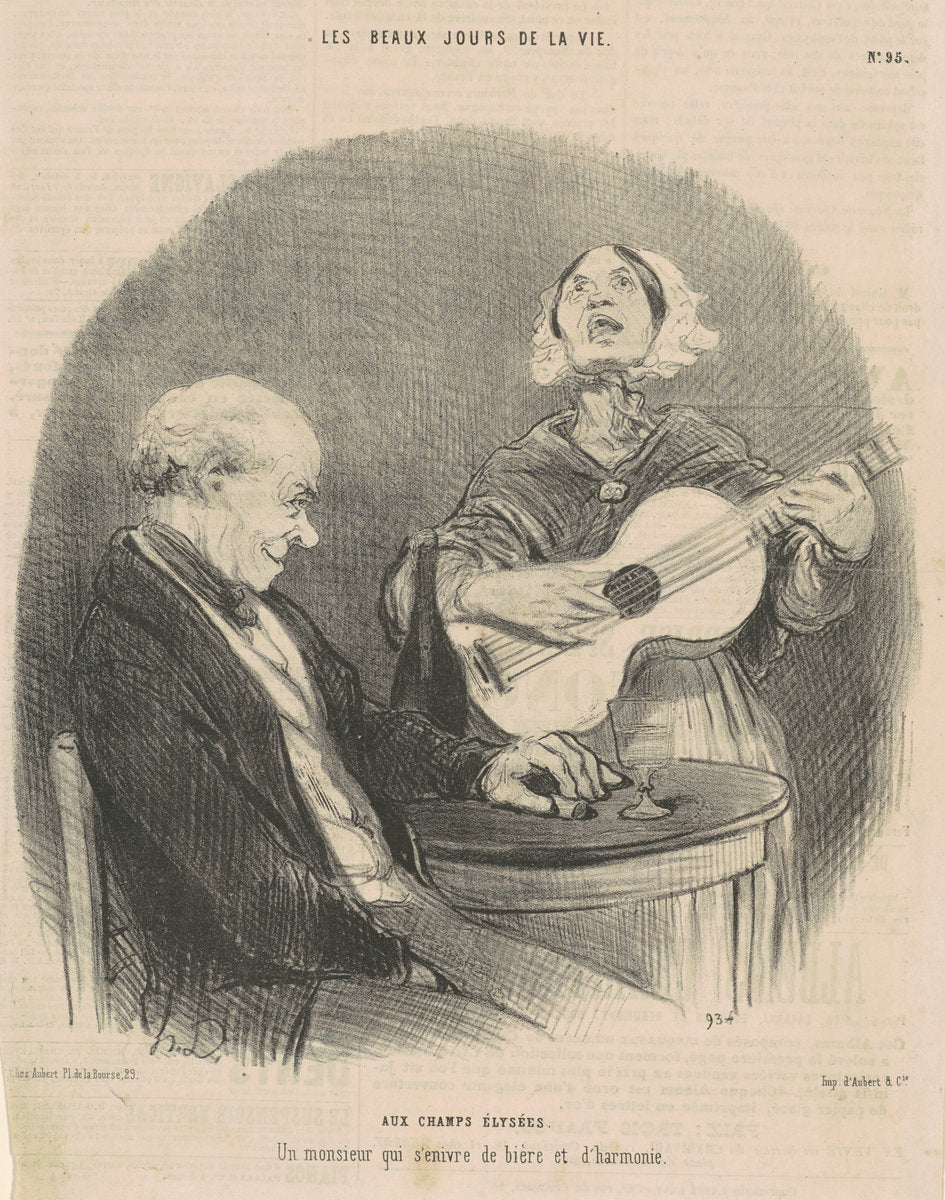Aux Champs-Elysées by Honoré Daumier (French, 1808 - 1879), 16X12"(A3)Poster Print