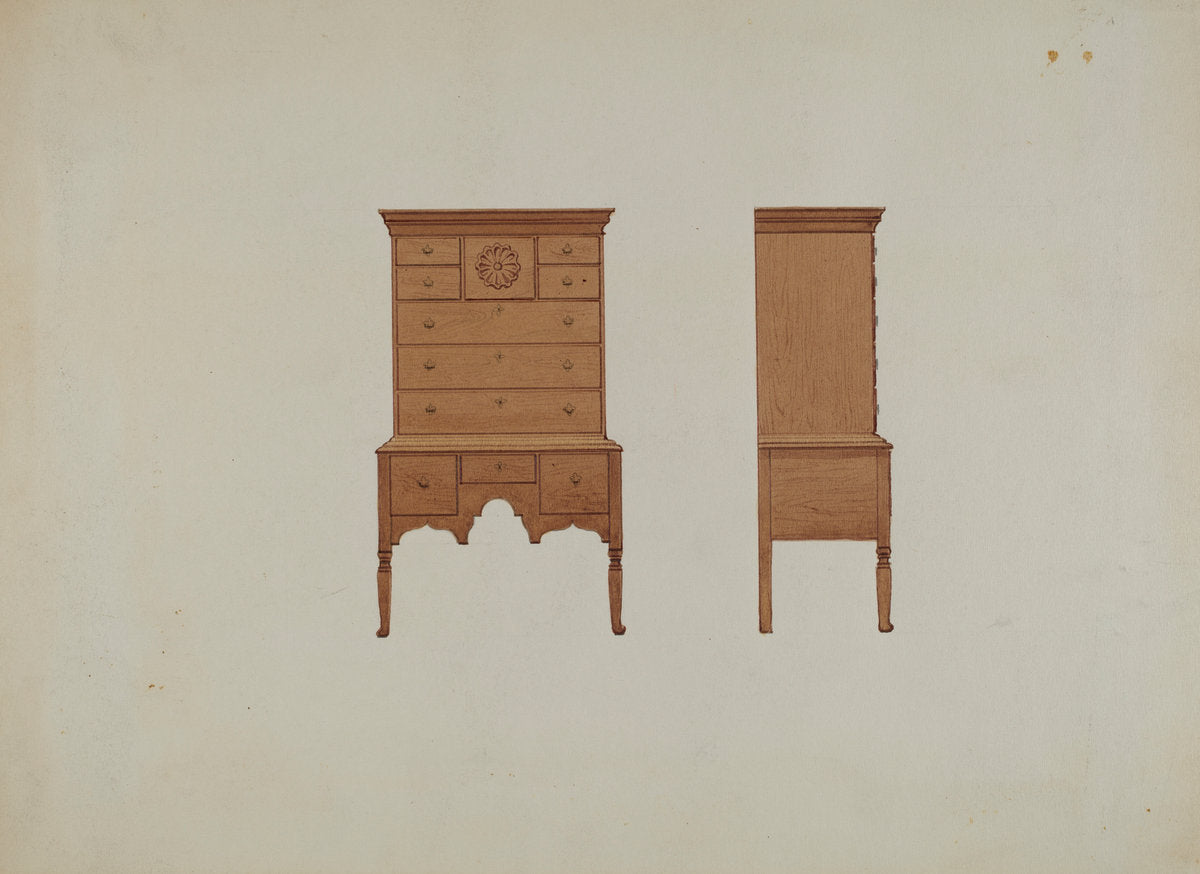 Highboy-front and Side Views by Fred Weiss (American, active c. 1935), 16X12"(A3)Poster Print