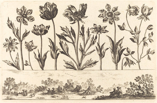 Flower Print no.1 by Nicolas Cochin after Balthasar Moncornet (French, 1610 - 1686), 16X12"(A3)Poster Print