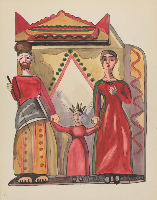 1935/1942 by American 20th Century (Plate 28: The Holy Family: From Portfolio "Spanish Colonial Designs of New Mexico"), 16X12"(A3)Poster Print