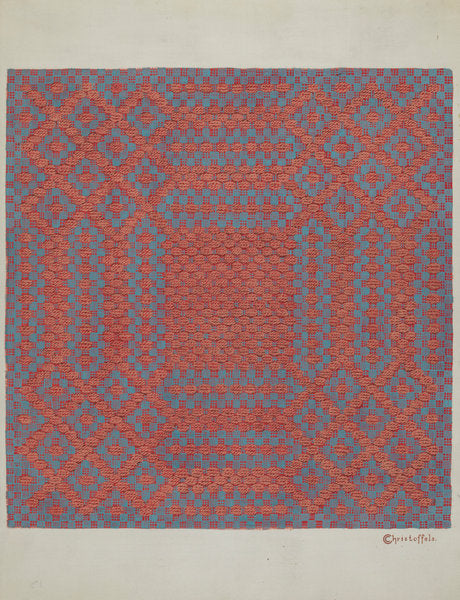 Coverlet - Section of Right Side by Cornelius Christoffels (American, active c. 1935), 16X12"(A3)Poster Print