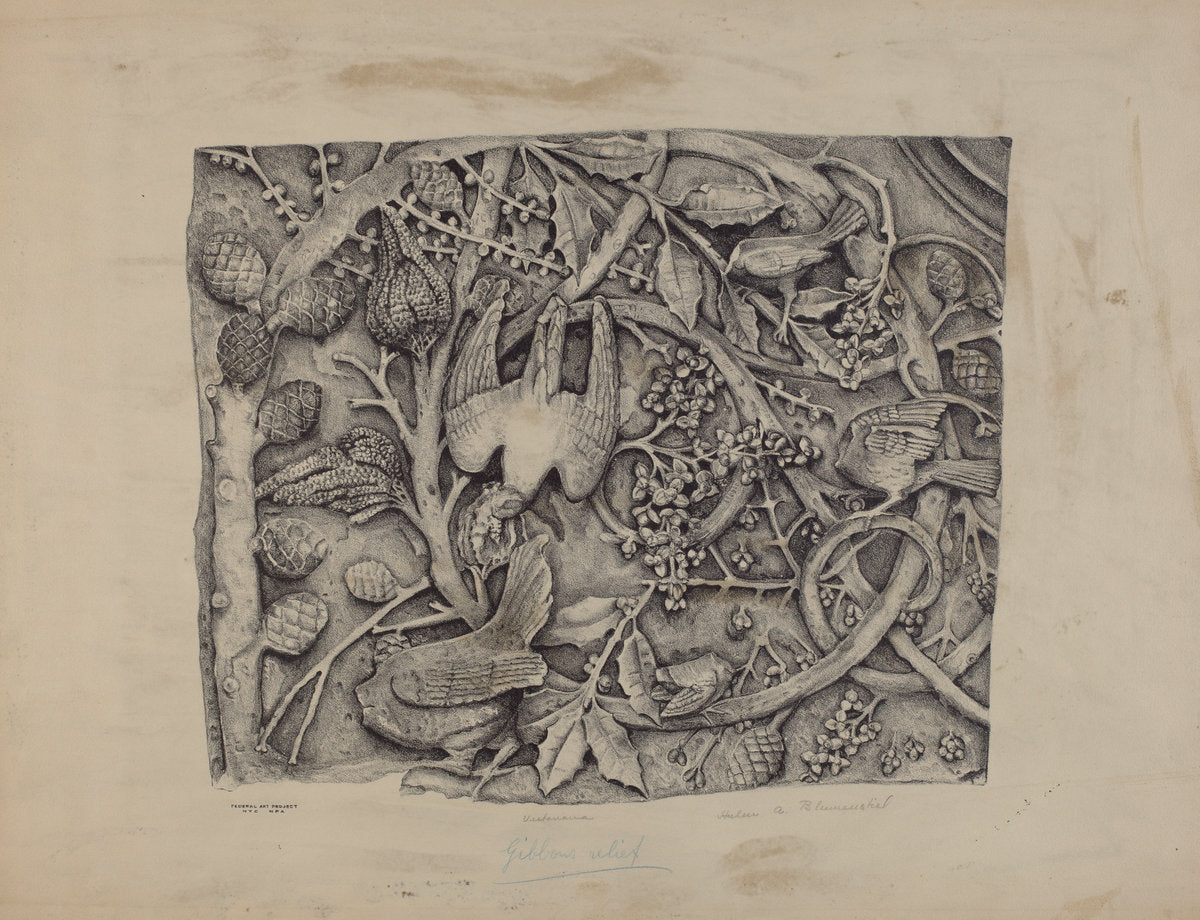 Carved Stone Pattern by Helen Blumenstiel (American, active c. 1935), 16X12"(A3)Poster Print
