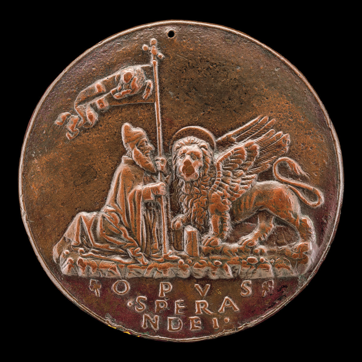 Doge Barbarigo Kneeling before the Winged Lion of Venice [reverse] by Sperandio (Italian, c. 1425/1428  - c. 1504), 16X12"(A3)Poster Print