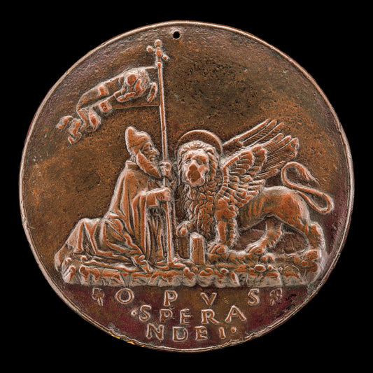 Doge Barbarigo Kneeling before the Winged Lion of Venice [reverse] by Sperandio (Italian, c. 1425/1428  - c. 1504), 16X12"(A3)Poster Print