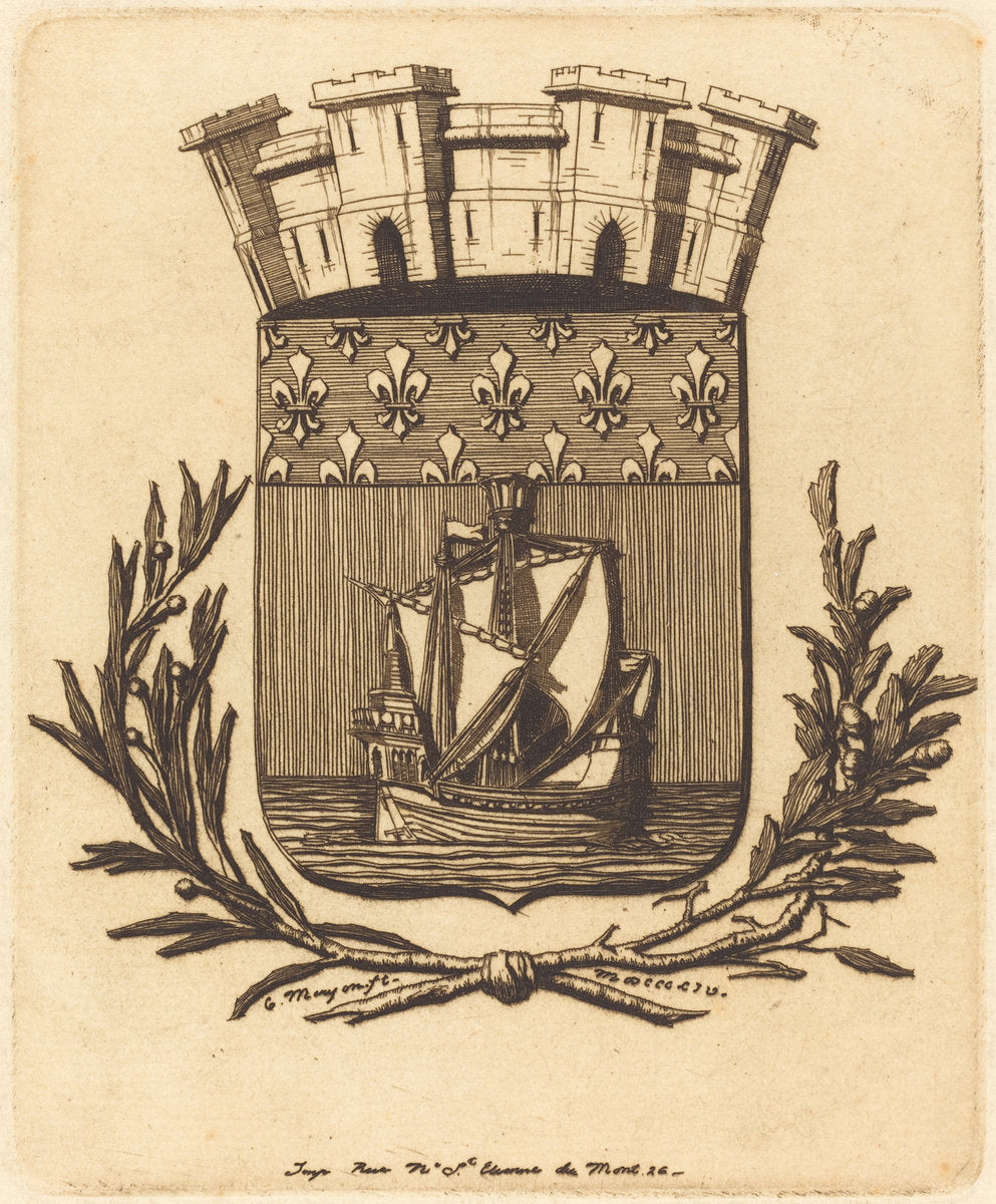 Armes symboliques de la ville de Paris (Symbolical Arms of the City of Paris) by Charles Meryon (French, 1821 - 1868), 16X12"(A3)Poster Print