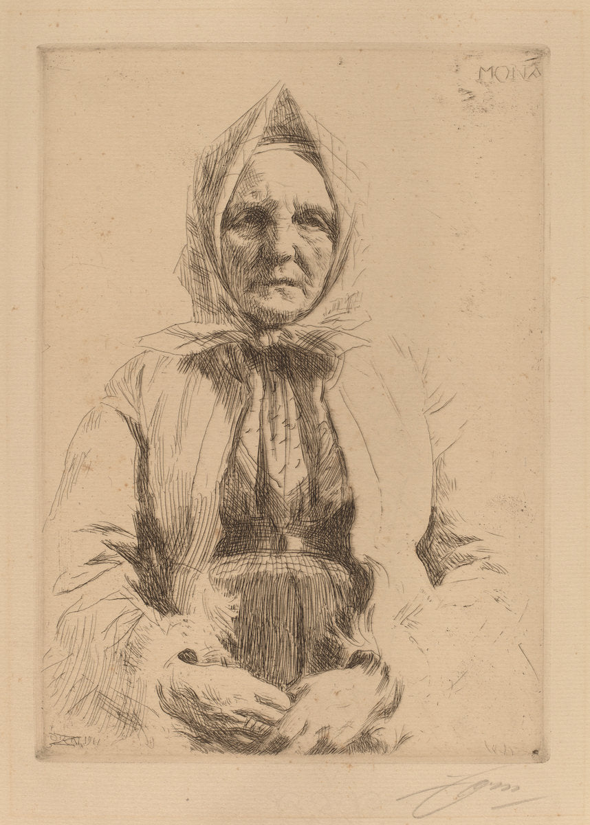 Mona by Anders Zorn (Swedish, 1860 - 1920), 16X12"(A3)Poster Print