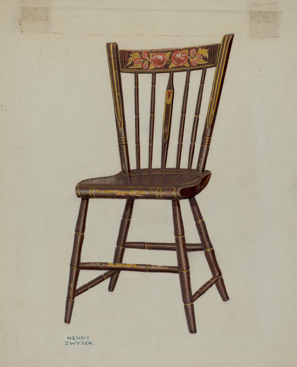 Pa. German Chair by Henry Zwysen (American, active c. 1935), 16X12"(A3)Poster Print