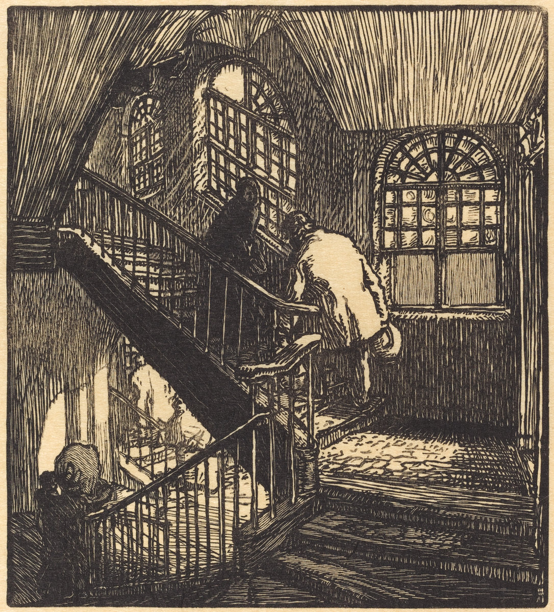 Escalier de la maison ou etait le Chateau Rouge by Auguste Lepère (French, 1849 - 1918), 16X12"(A3)Poster Print