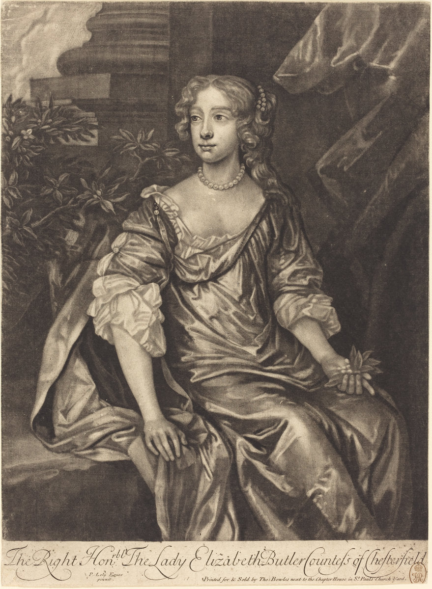 The Right Honorable Lady Elizabeth Butler, Countess of Chesterfield by Alexander Browne after Sir Peter Lely (English, active late 17th century), 16X12"(A3)Poster Print
