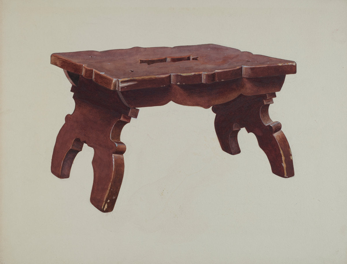 Pine Footstool by Henry Moran (American, active c. 1935), 16X12"(A3)Poster Print