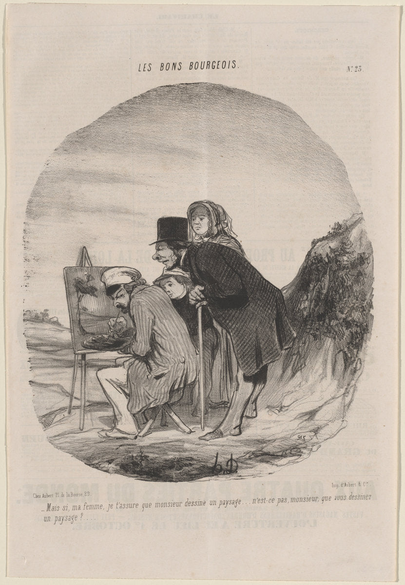 Monsieur dessine un paysage by Honoré Daumier (French, 1808 - 1879), 16X12"(A3)Poster Print