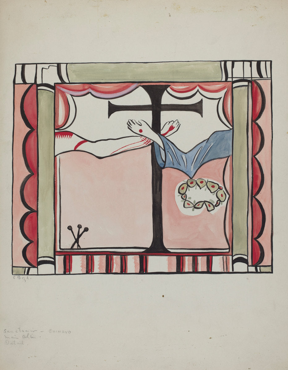 Detail from Main Reredos at Sanctuario Church, Chimayo by E. Boyd (American, active c. 1935), 16X12"(A3)Poster Print
